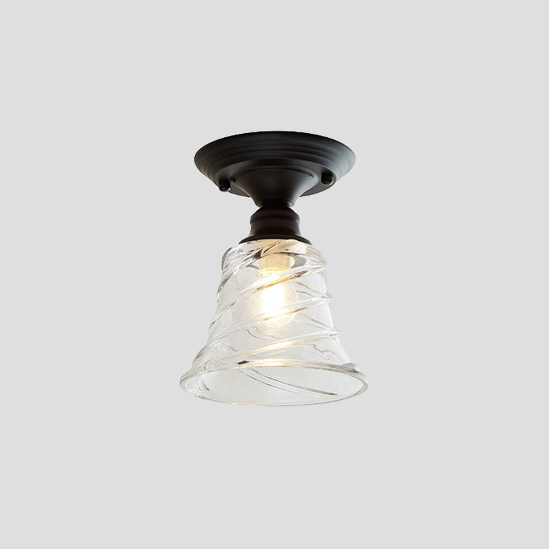 Ximena Industrial Wavy Glass Semi-Flush Mount Light