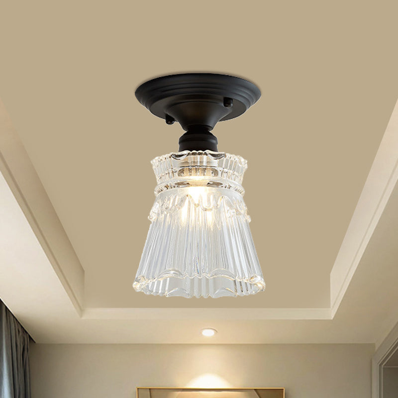 Ximena Industrial Wavy Glass Semi-Flush Mount Light
