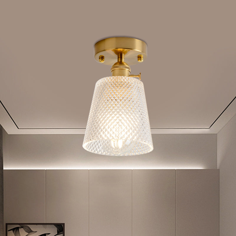 Industrial Chic Meets Modern Versatility: The Clear Glass Single-Light Gold Ceiling Light
