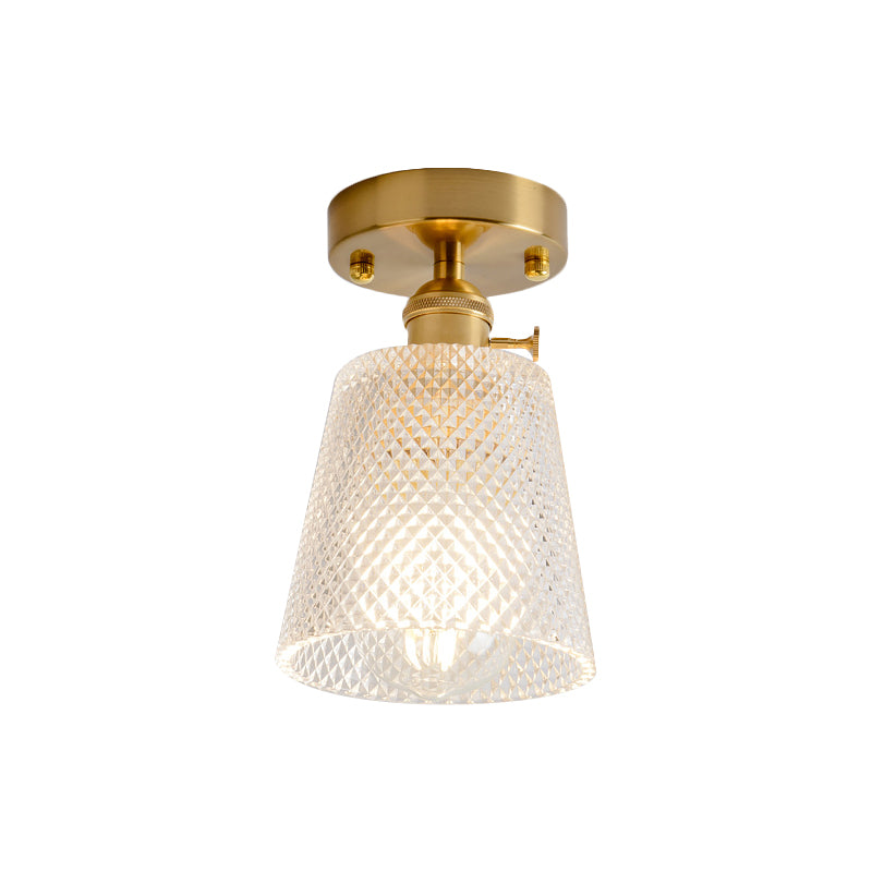 Industrial Chic Meets Modern Versatility: The Clear Glass Single-Light Gold Ceiling Light