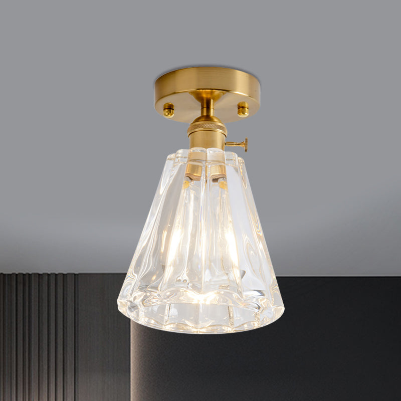 Industrial Chic Meets Modern Versatility: The Clear Glass Single-Light Gold Ceiling Light