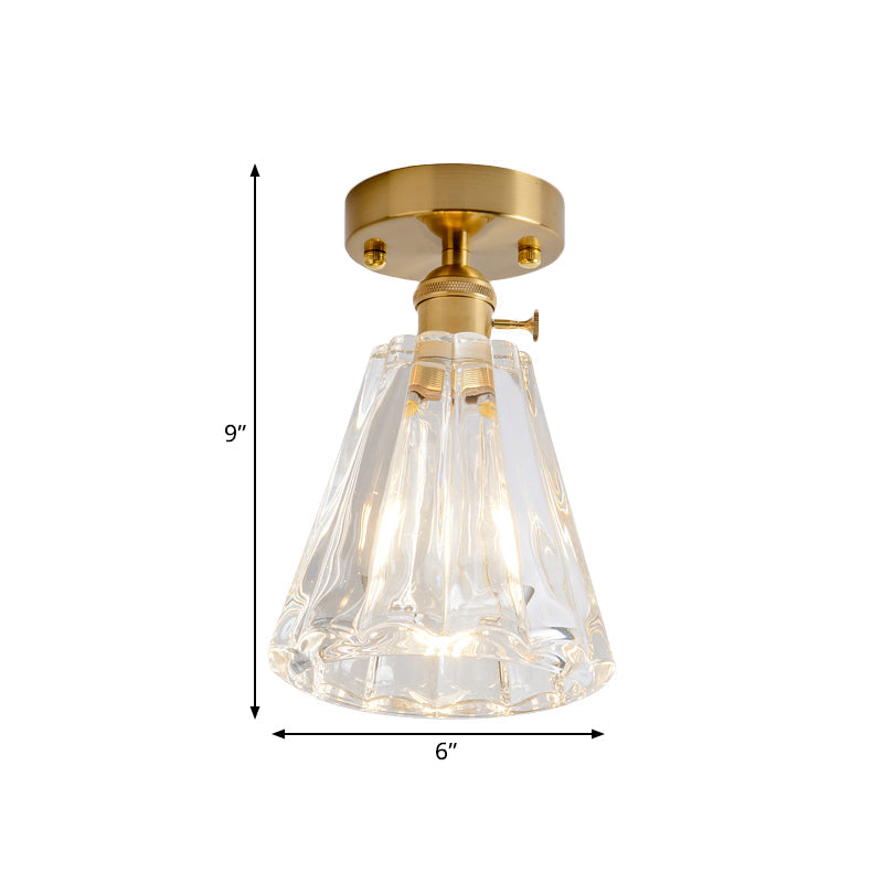 Industrial Chic Meets Modern Versatility: The Clear Glass Single-Light Gold Ceiling Light