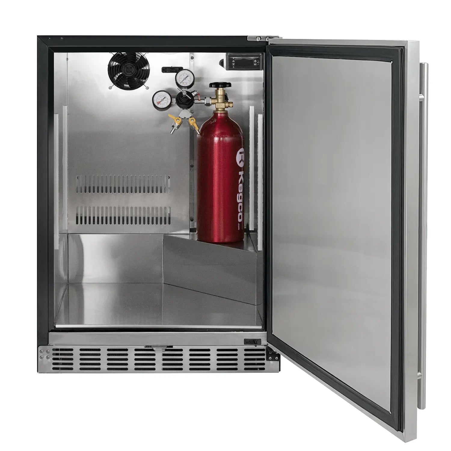 Kegco 24" Wide Dual Tap Stainless Steel Built-In Right Hinge Kegerator with Kit- Indoor