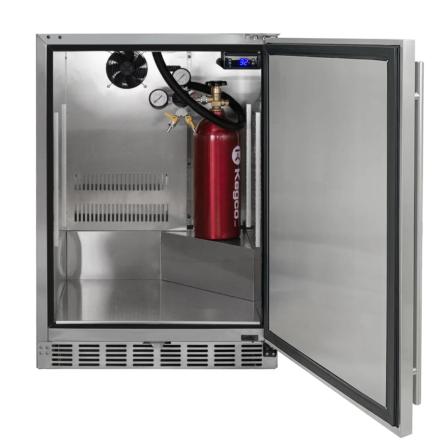 Kegco 24" Wide Triple Tap All Stainless Steel Built-In Right Hinge Kegerator with Kit-Outdoor