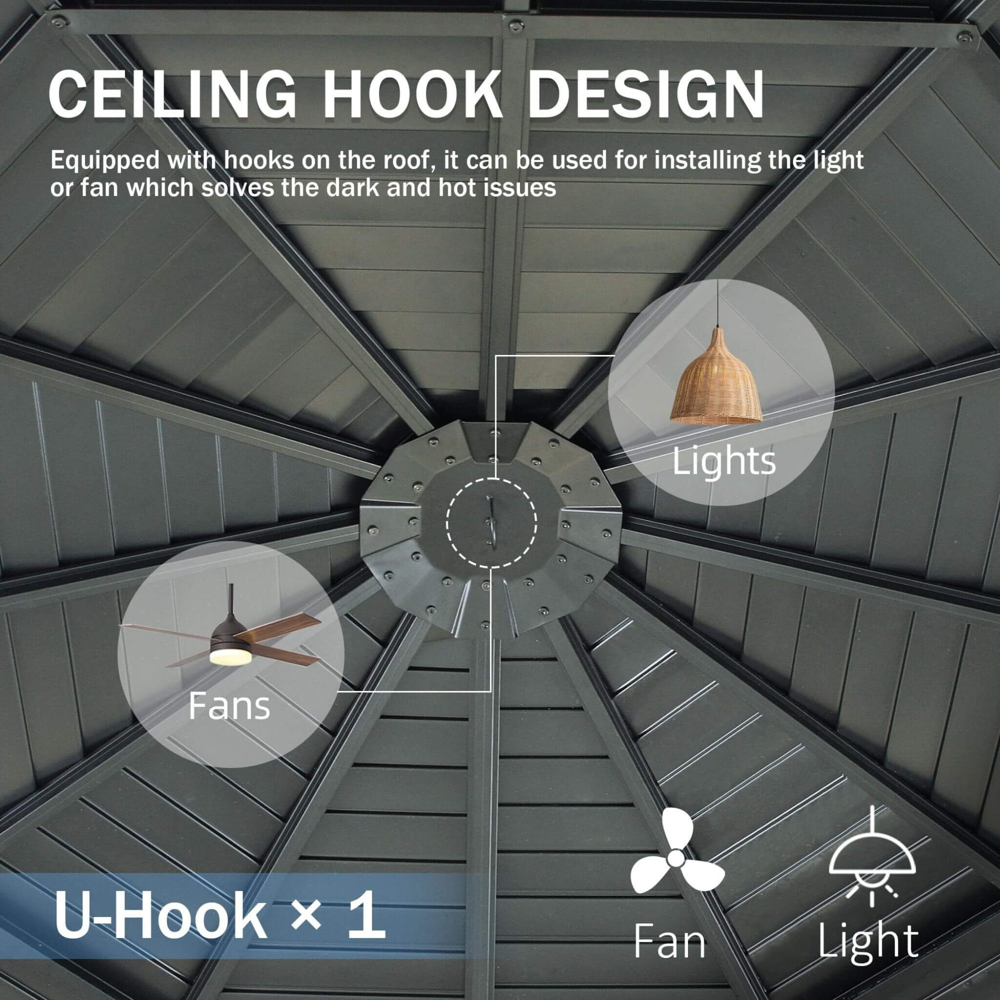 [12X12FT] Alora Large Octagonal Sunroom Solarium With Lockable Sliding Doors And Galvanized Steel Sloping Roof (SAK47843)