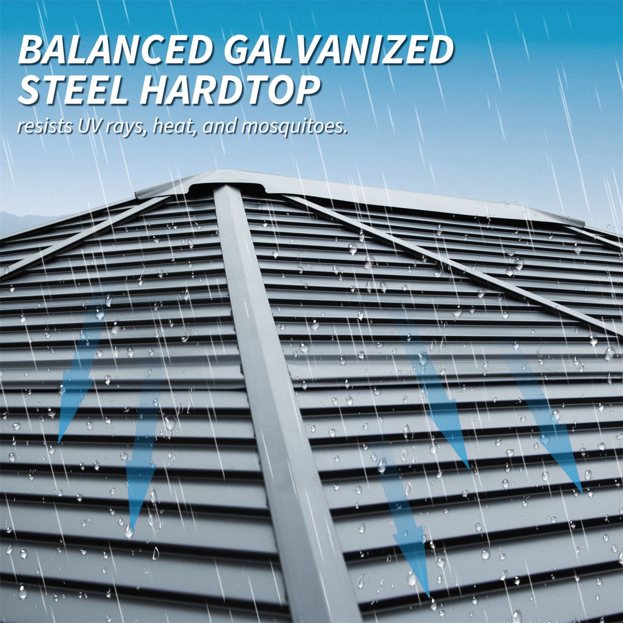 [12X14FT] Alora Premium All-Weather Outdoor Aluminum Sunroom With Galvanized Steel Hardtop Sloping Roof, Lockable Doors, And Moveable PC Screens (SAK76831)