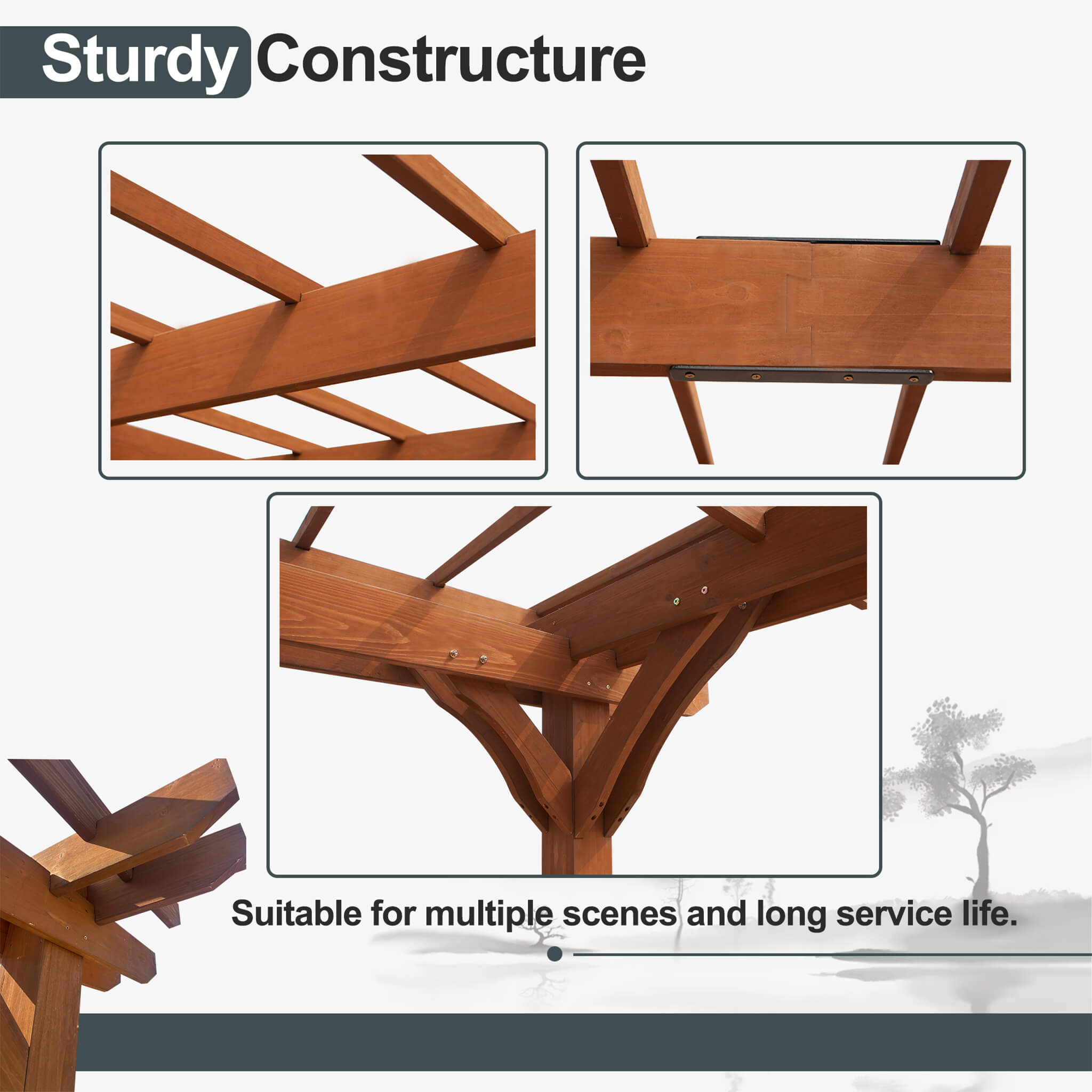 [12X16FT] Alora Extra Large Outdoor Wooden Waterproof Grape Gazebo (SAK76476)