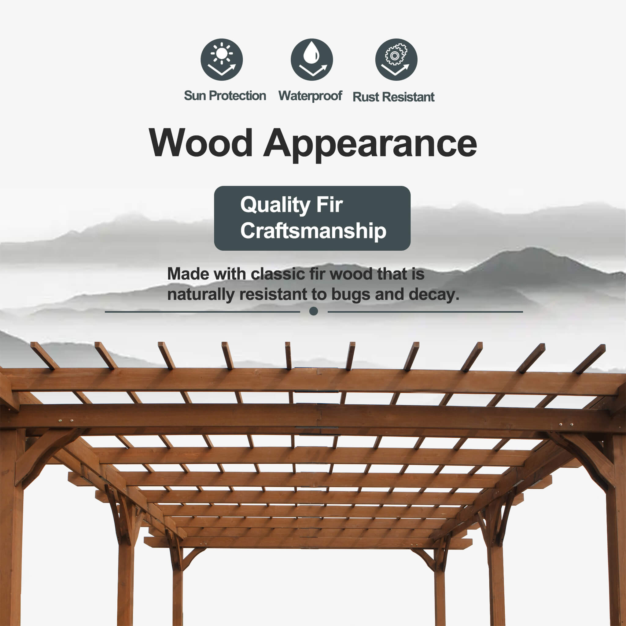 [12X16FT] Alora Extra Large Outdoor Wooden Waterproof Grape Gazebo (SAK76476)