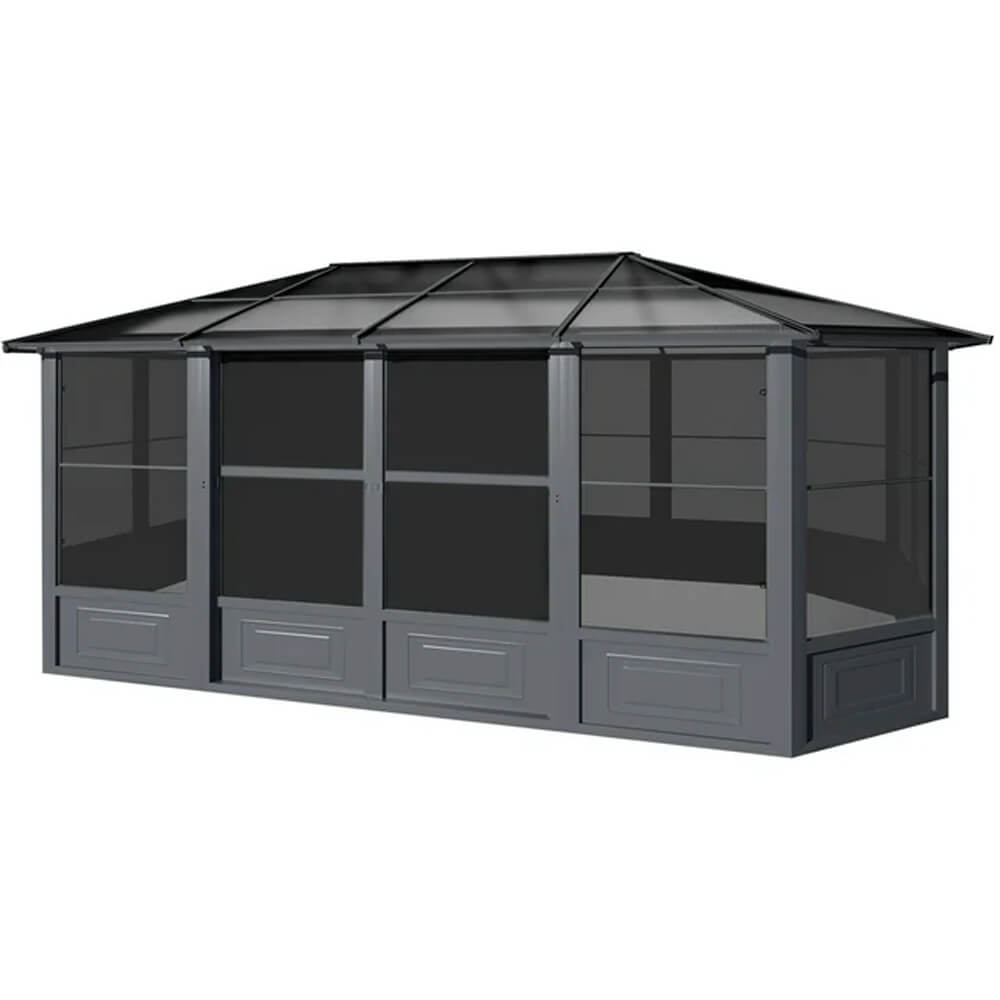 [12x18FT] Alora Large Luxury Outdoor All-Season Aluminum Solarium Sunroom With Polycarbonate Hardtop And Sliding Doors (SAK35948)