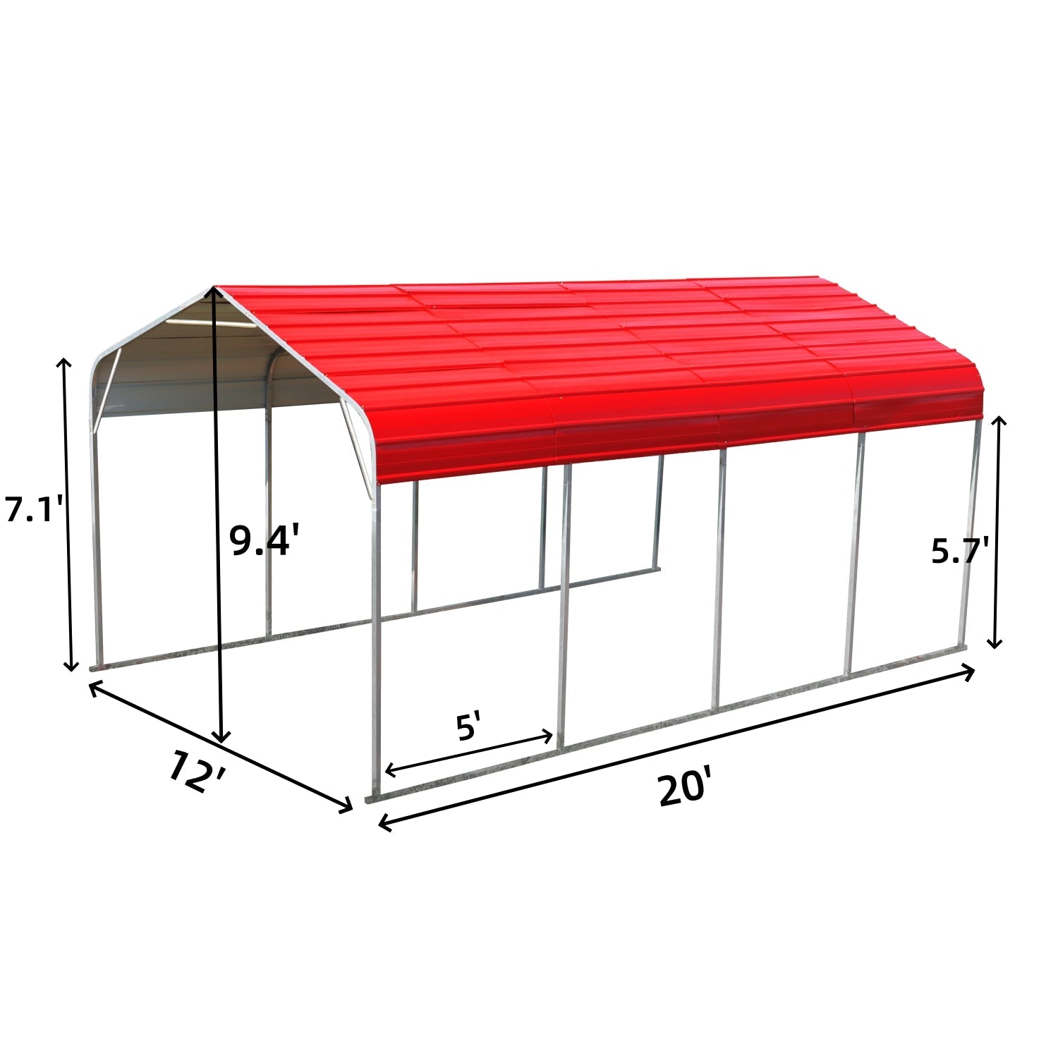 12x20 ft Heavy Duty Metal Garage Carport
