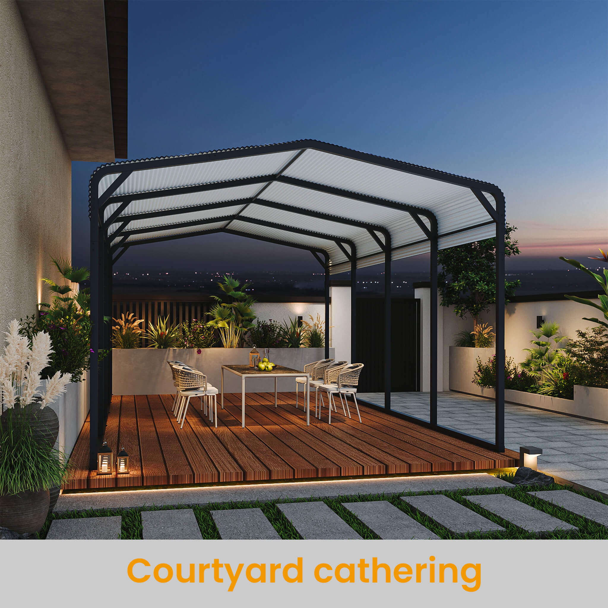 [12X20FT] Alora Heavy-Duty All-Weather Metal Carport With Reinforced Support Base (SAK97381)