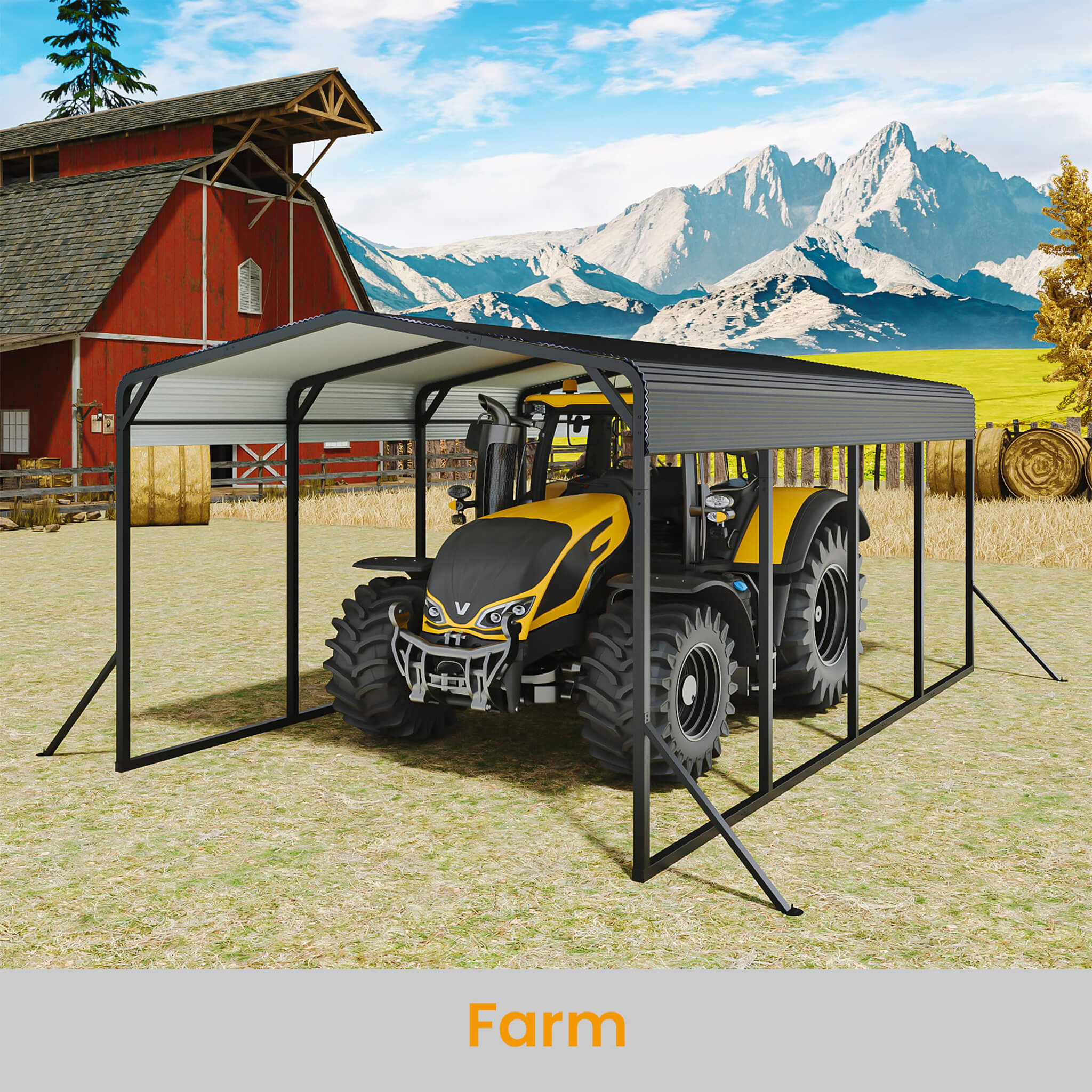 [12X20FT] Alora Heavy-Duty All-Weather Metal Carport With Reinforced Support Base (SAK97381)