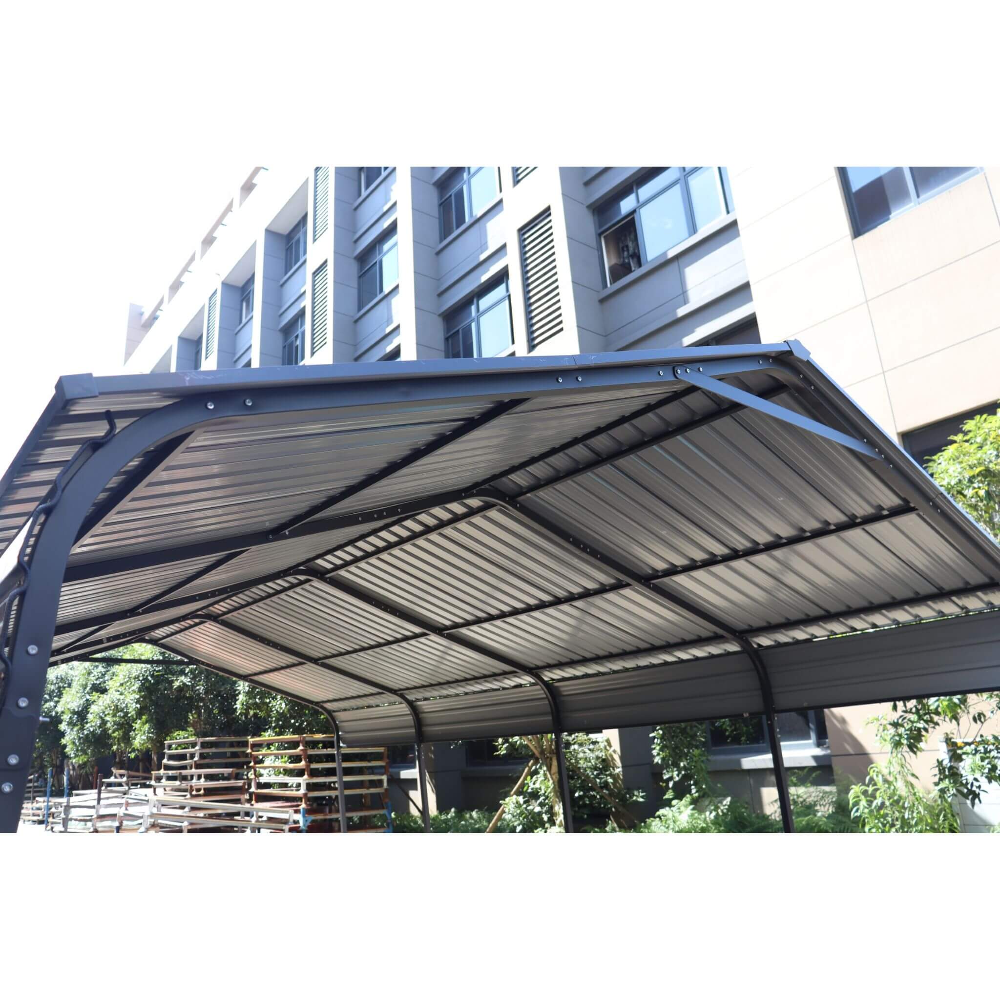 [12X20FT] Alora Heavy-Duty Metal Carport With Galvanized Steel Roof For Car, Boats And Trucks, Gray (SAK95562)
