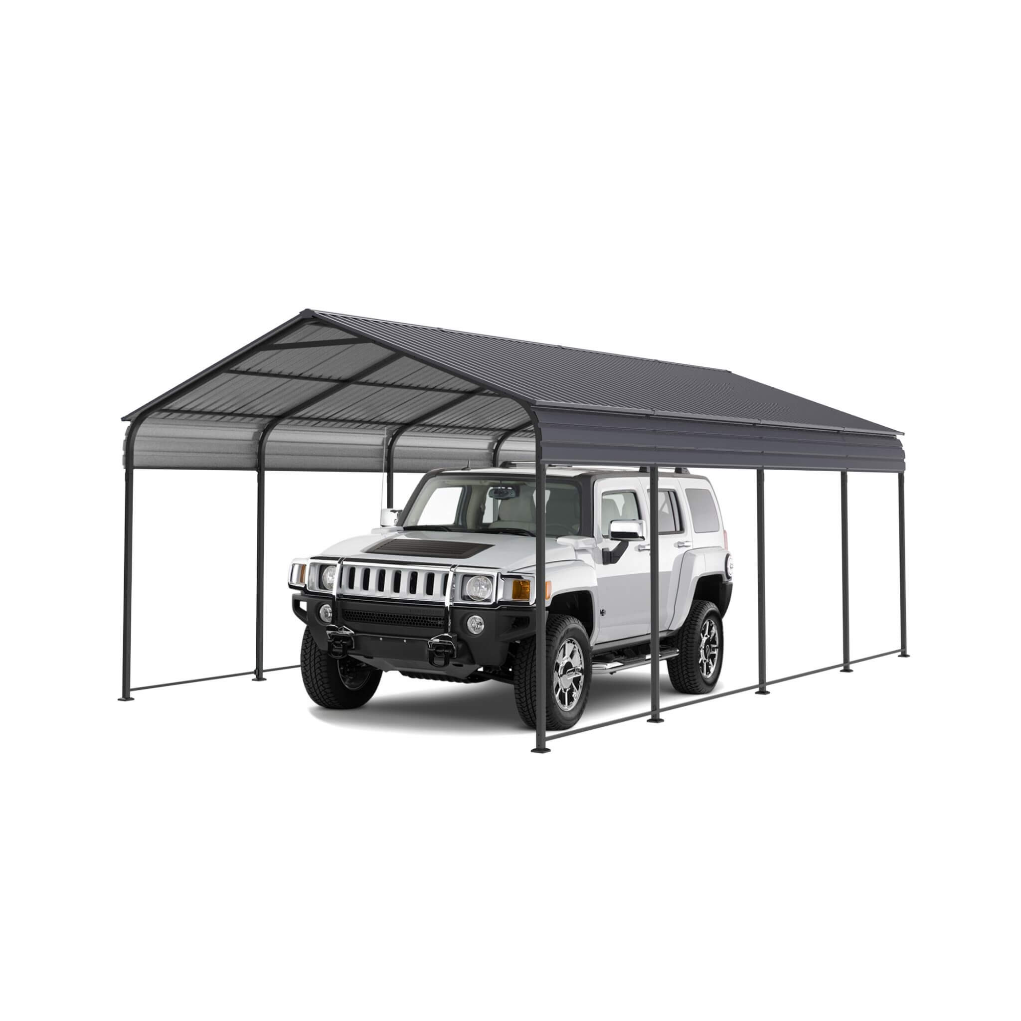 [12X20FT] Alora Heavy-Duty Metal Carport With Galvanized Steel Roof For Car, Boats And Trucks, Gray (SAK95562)