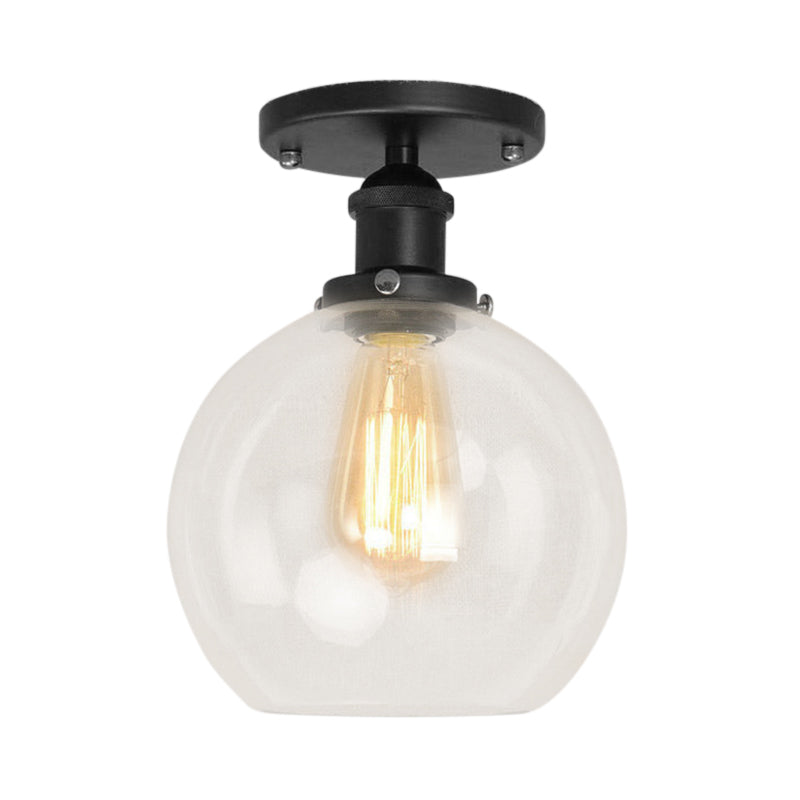 Naomi - Industrial Glass Globe Semi-Flush Mount Light