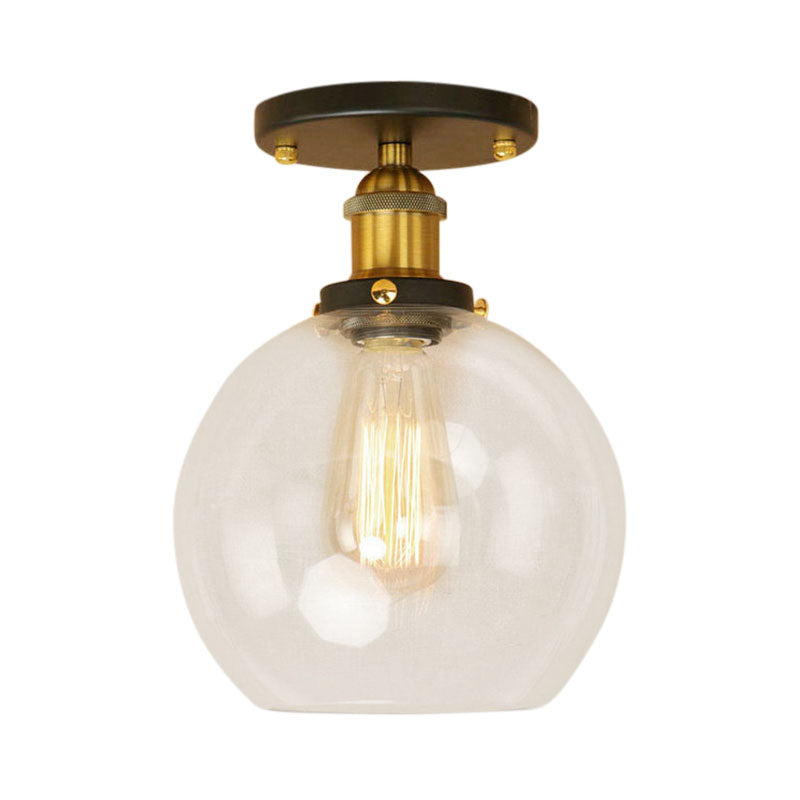 Naomi - Industrial Glass Globe Semi-Flush Mount Light