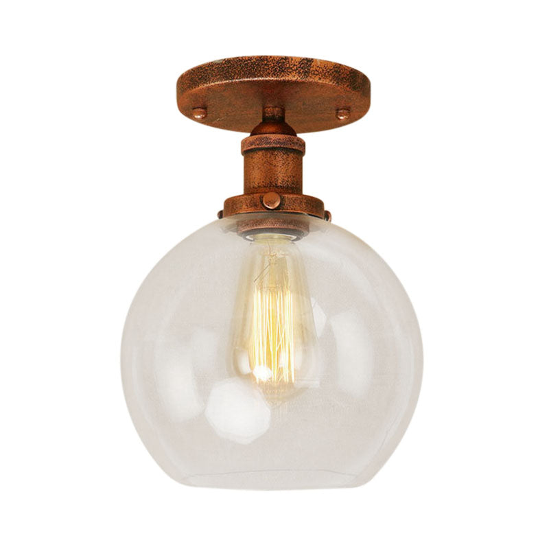 Naomi - Industrial Glass Globe Semi-Flush Mount Light