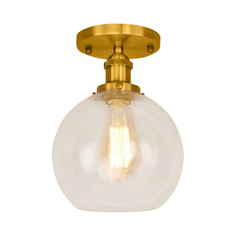 Naomi - Industrial Glass Globe Semi-Flush Mount Light