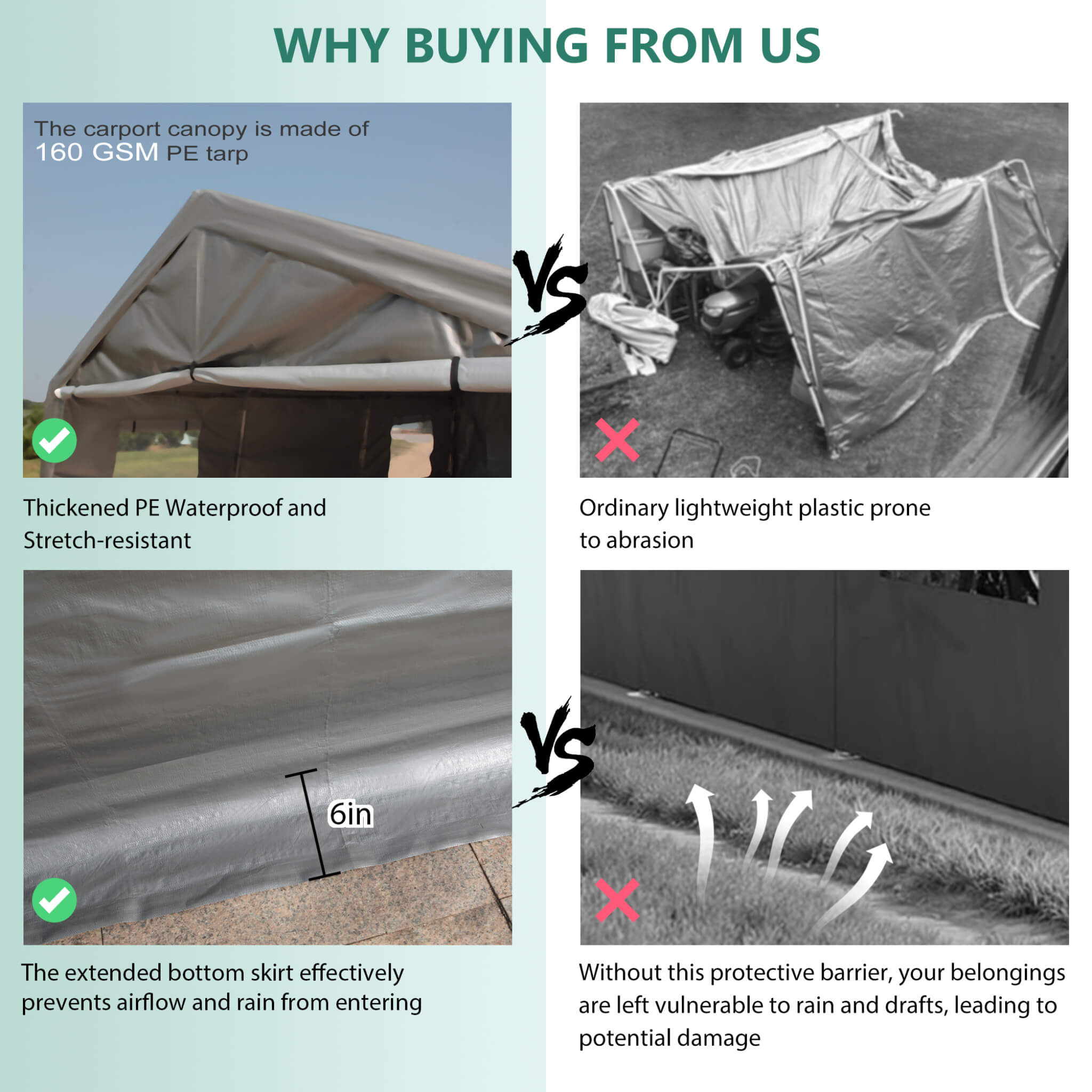 [13X26FT] Alora Heavy-Duty Carport Canopy With Roll-Up Doors And Windows (SAK14975)