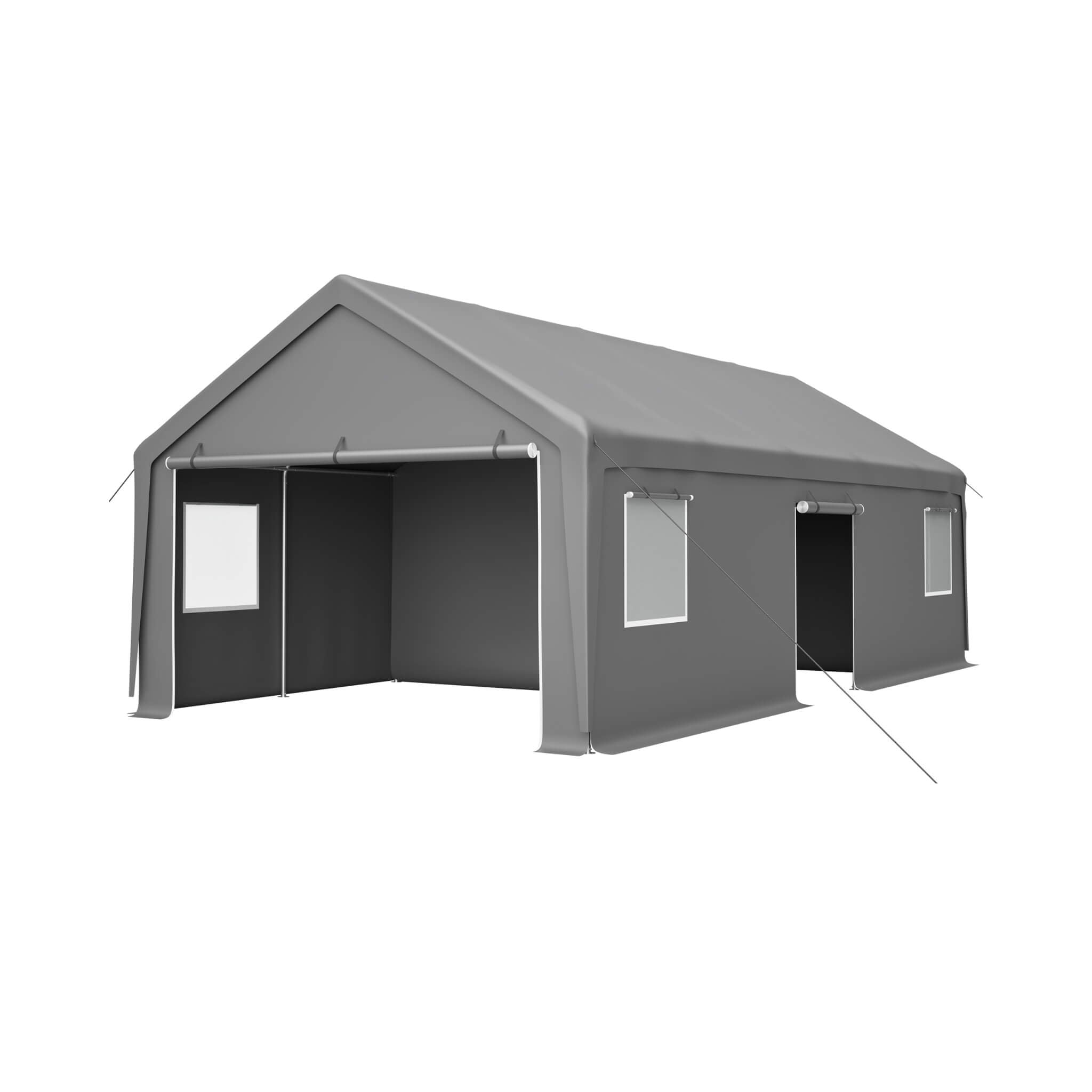 [13X26FT] Alora Heavy-Duty Carport Canopy With Roll-Up Doors And Windows (SAK14975)
