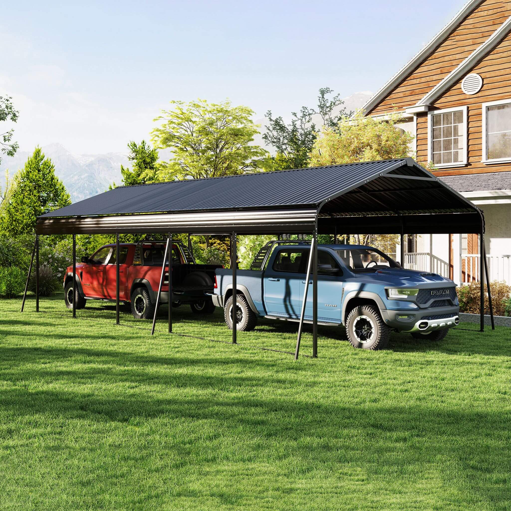 [13X26FT] Alora Heavy-Duty Weather-Resistant Outdoor Carport With Protective Film (SAK82451)