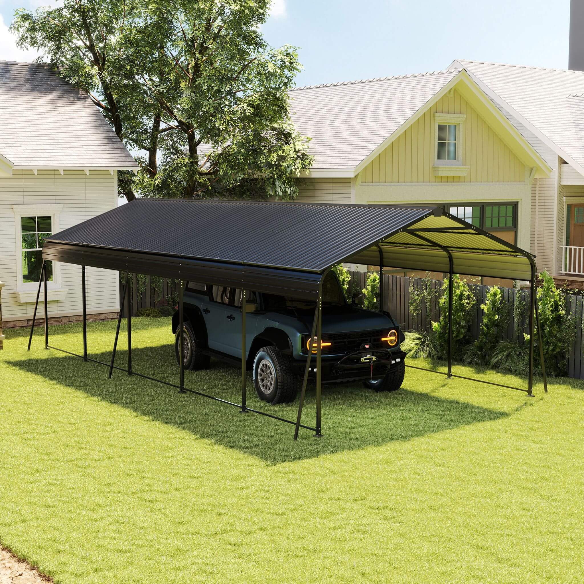 [13X26FT] Alora Heavy-Duty Weather-Resistant Outdoor Carport With Protective Film (SAK82451)