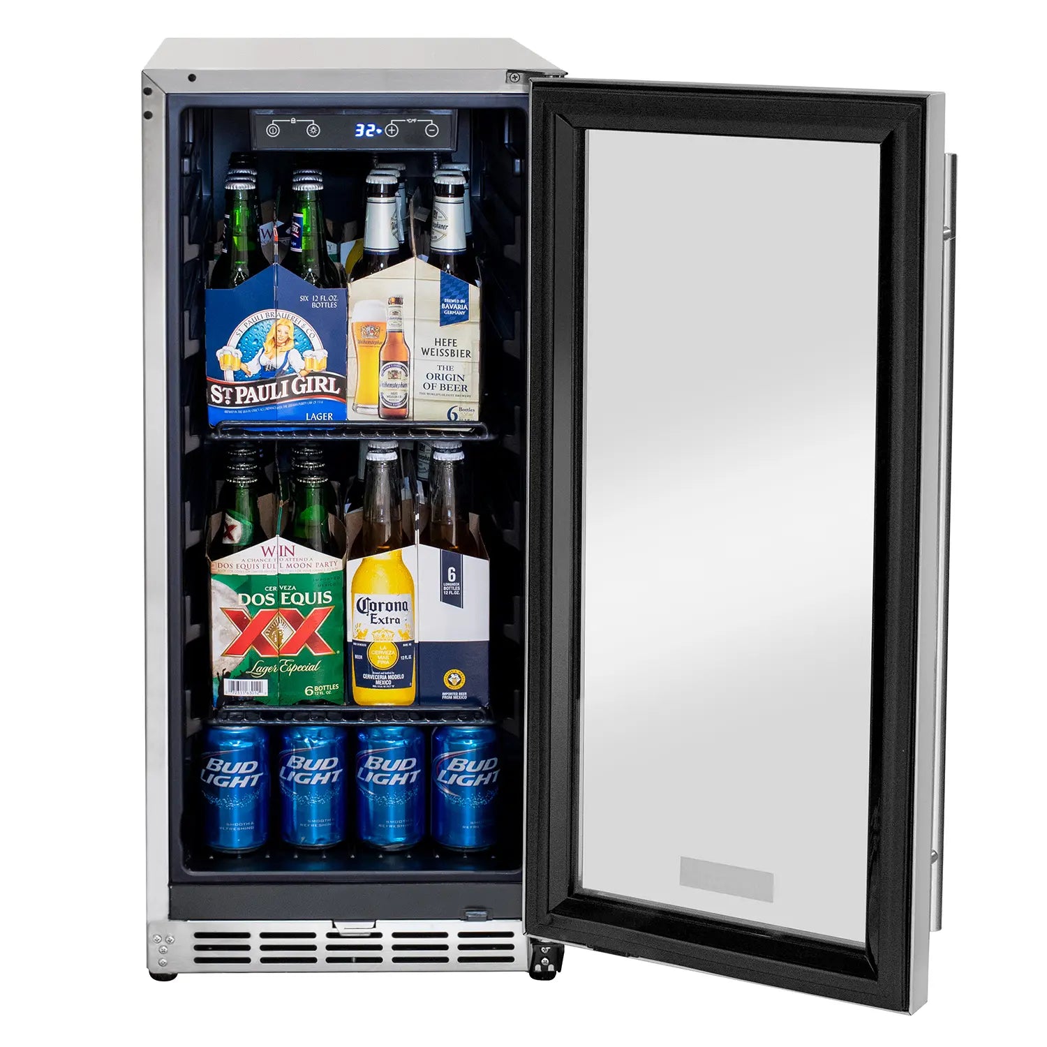 Kegco 15" Wide Outdoor Built-In Commercial Beverage Center Refrigerator- Glass Door
