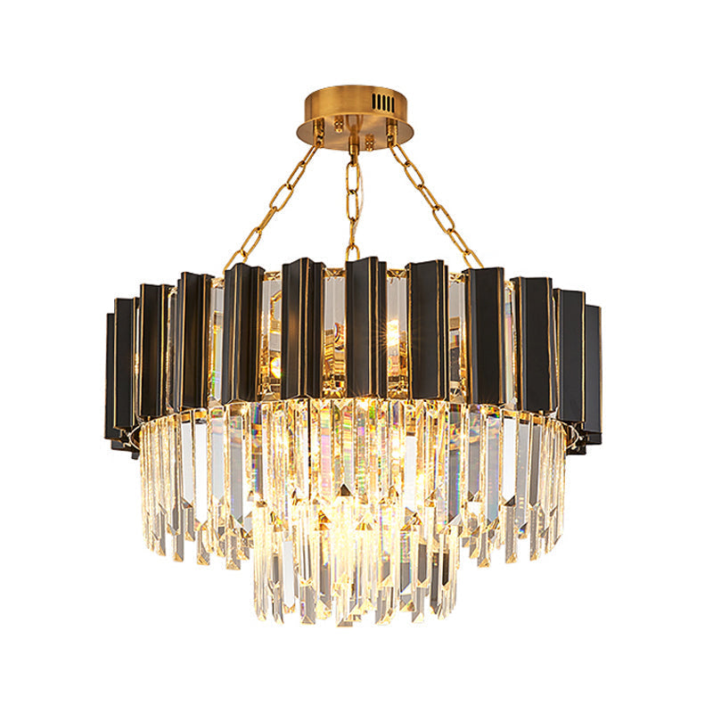 Maria Enchanting Ensemble: Modern Black Chandelier with Crystal Prisms