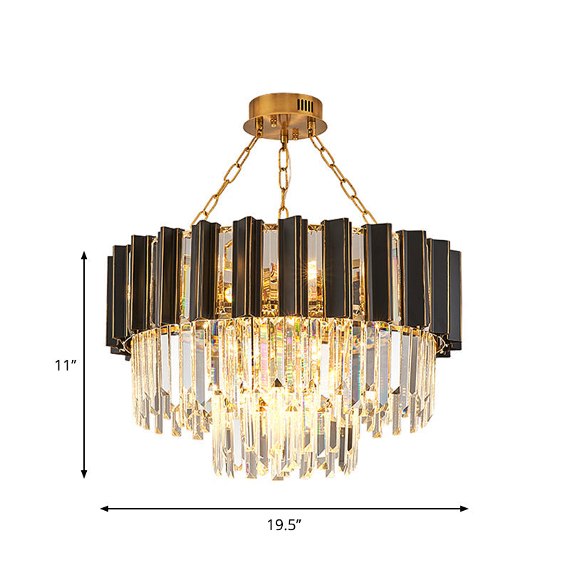 Maria Enchanting Ensemble: Modern Black Chandelier with Crystal Prisms