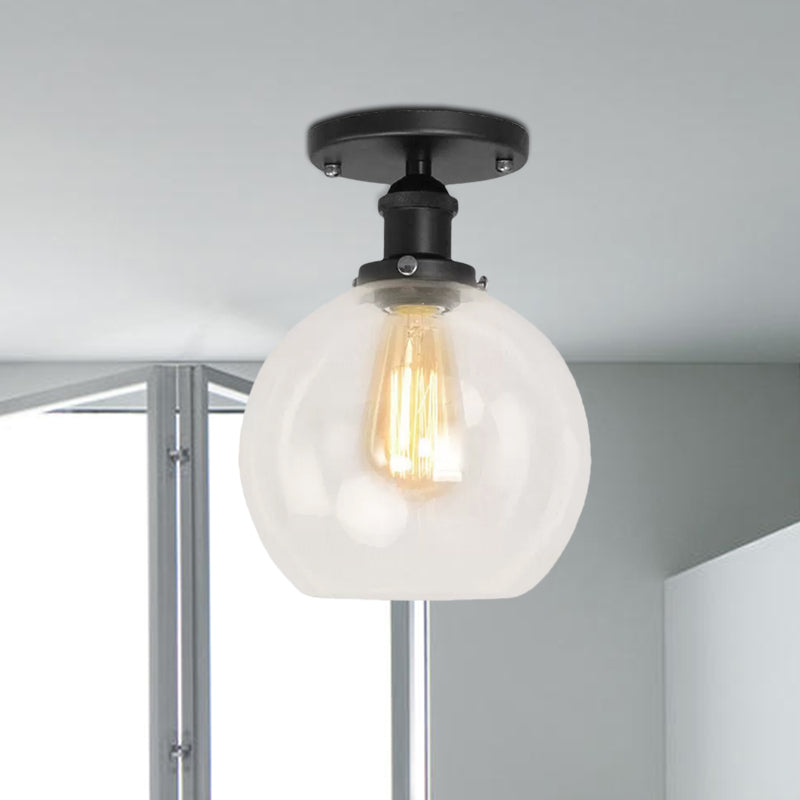 Naomi - Industrial Glass Globe Semi-Flush Mount Light