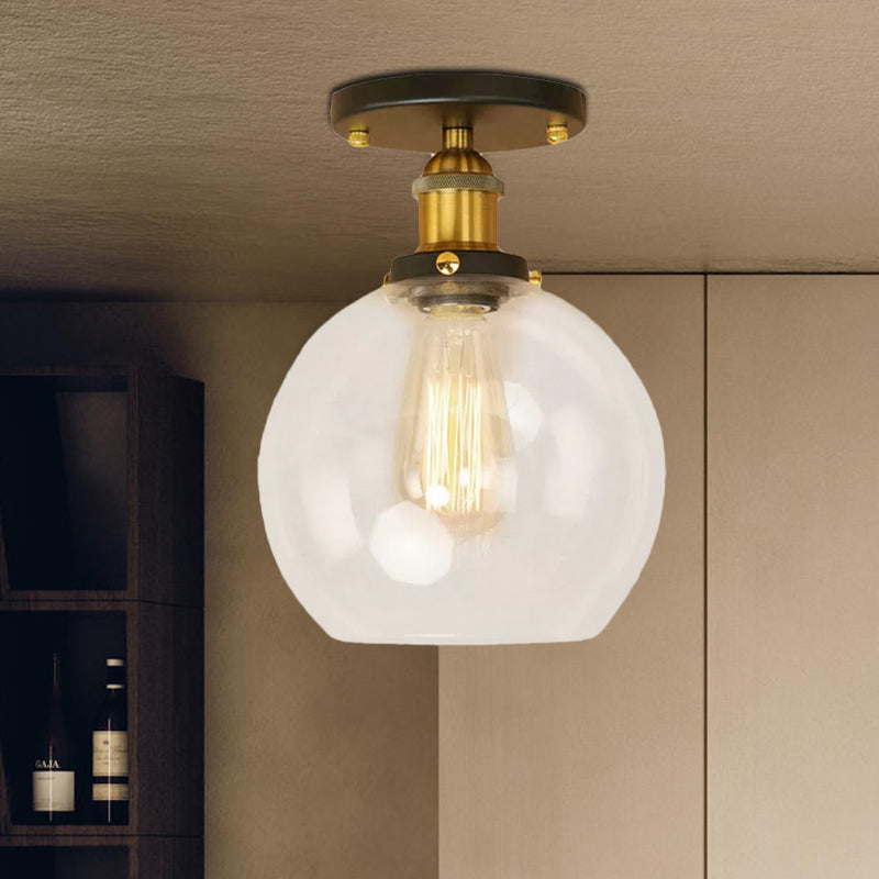 Naomi - Industrial Glass Globe Semi-Flush Mount Light