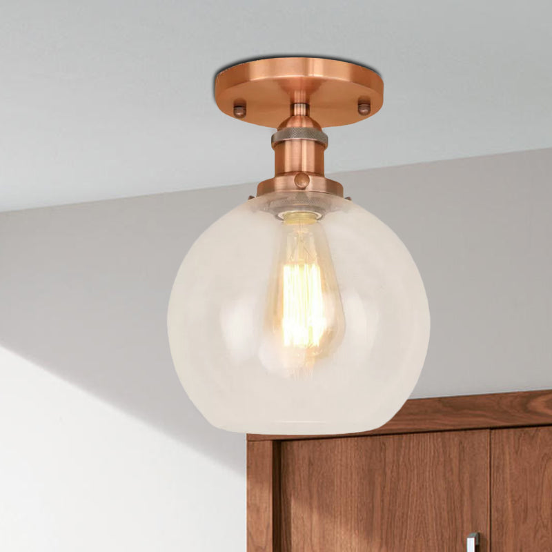 Naomi - Industrial Glass Globe Semi-Flush Mount Light