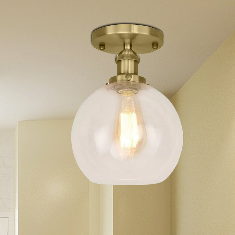 Naomi - Industrial Glass Globe Semi-Flush Mount Light