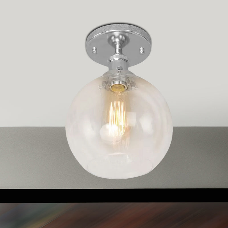 Naomi - Industrial Glass Globe Semi-Flush Mount Light