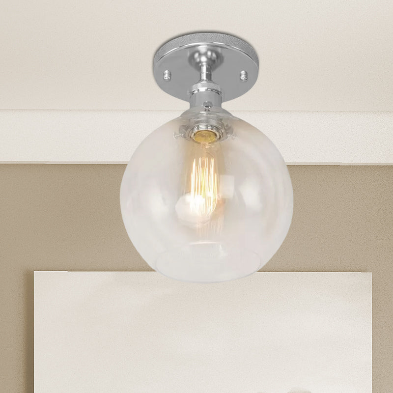 Naomi - Industrial Glass Globe Semi-Flush Mount Light