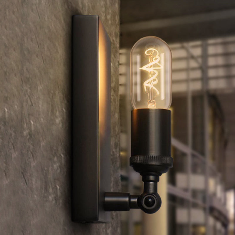 Industrial Charm for Your Dining Room: The Black Wall Lamp with Exposed Bulb