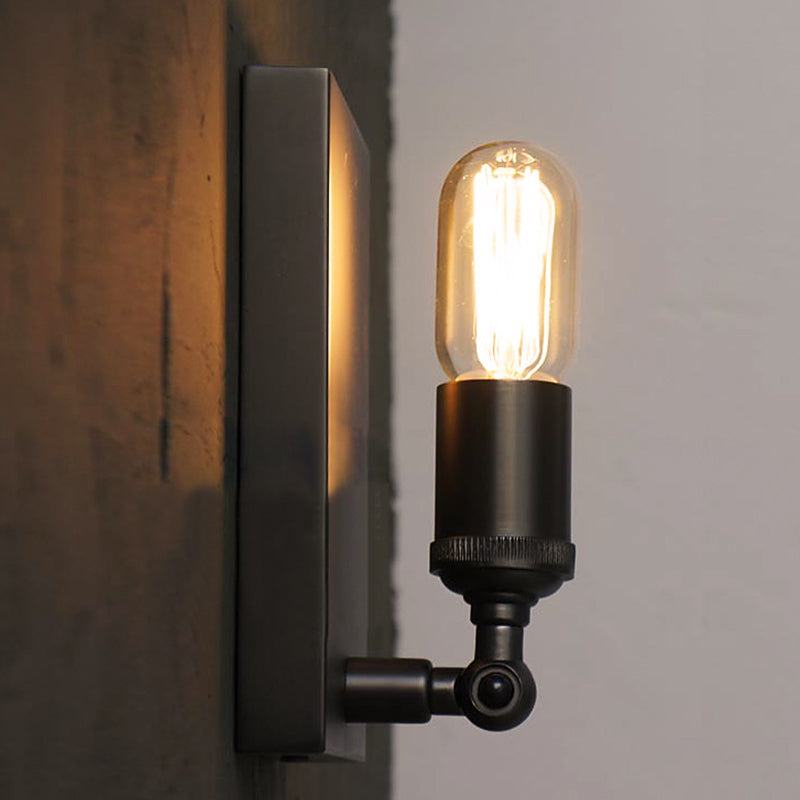 Industrial Charm for Your Dining Room: The Black Wall Lamp with Exposed Bulb
