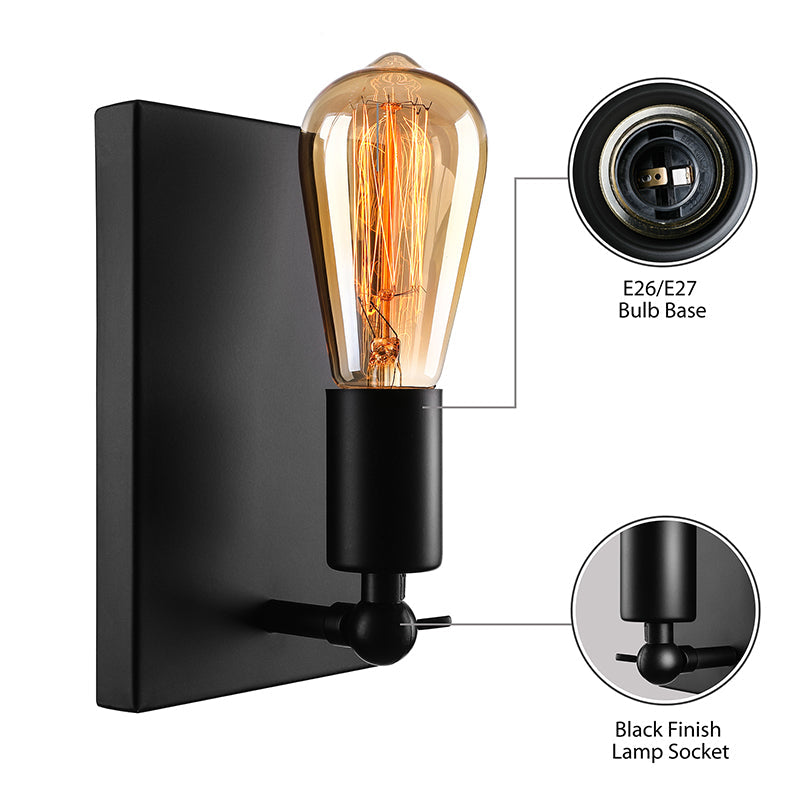 Industrial Charm for Your Dining Room: The Black Wall Lamp with Exposed Bulb