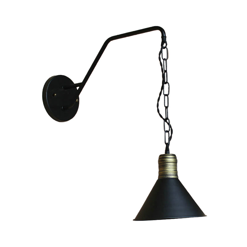 Evangeline - Vintage Industrial Wall Sconce with Black Metal Shade