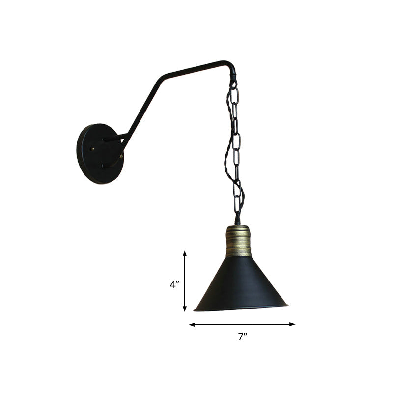 Evangeline - Vintage Industrial Wall Sconce with Black Metal Shade