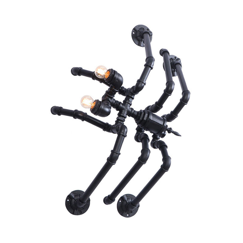 Lucy Style Black Spider Wall Lamp - Metallic Water Pipe Design for Stairways