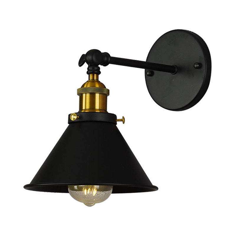Alice - Industrial Black and Brass Flared Sconce