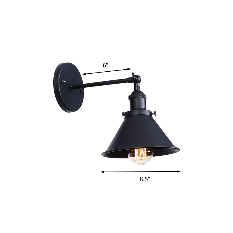 Alice - Industrial Black and Brass Flared Sconce