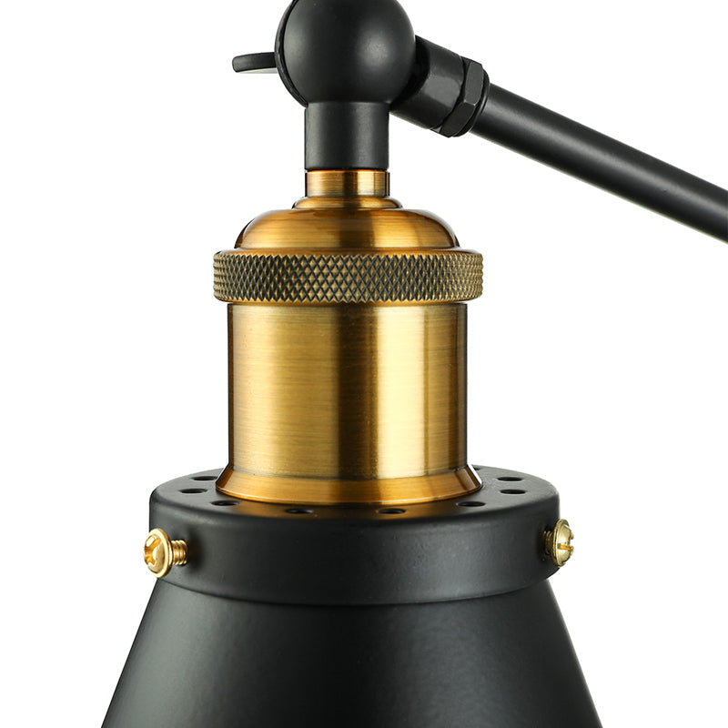 Avery - Industrial Swing Arm Sconce with Conic Shade (1-Light, Black)