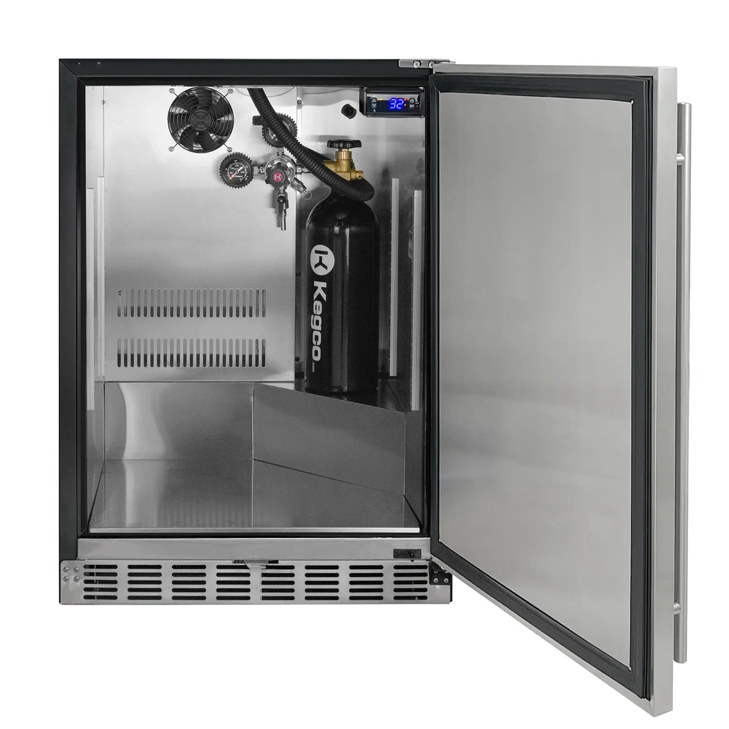 Kegco 24" Wide Cold Brew Coffee Triple Tap Black Commercial Built-In Right Hinge Kegerator-Indoor