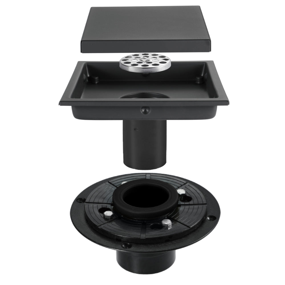 Matte Black stainless floor drain 6x6inch