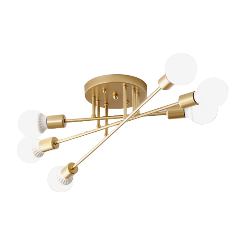Haven Modern Semi-Flush Mount Chandelier: Bold Style with Exposed Bulbs for Your Bedroom