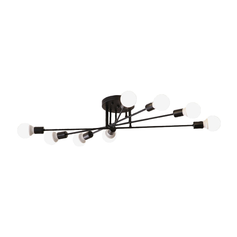 Haven Modern Semi-Flush Mount Chandelier: Bold Style with Exposed Bulbs for Your Bedroom