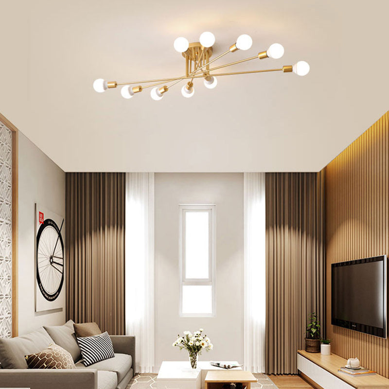 Haven Modern Semi-Flush Mount Chandelier: Bold Style with Exposed Bulbs for Your Bedroom