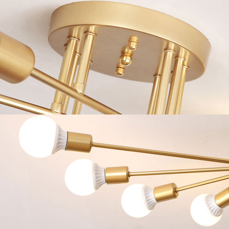 Haven Modern Semi-Flush Mount Chandelier: Bold Style with Exposed Bulbs for Your Bedroom